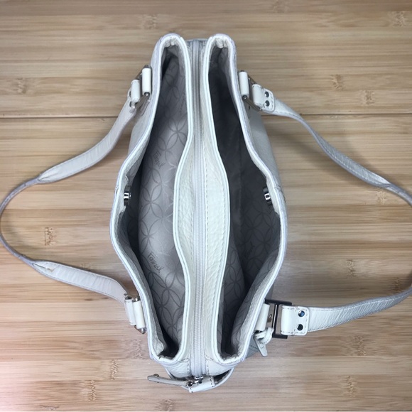 Fossil Beige Pebbled Leather Shoulder Bag Satchel - Picture 3 of 7